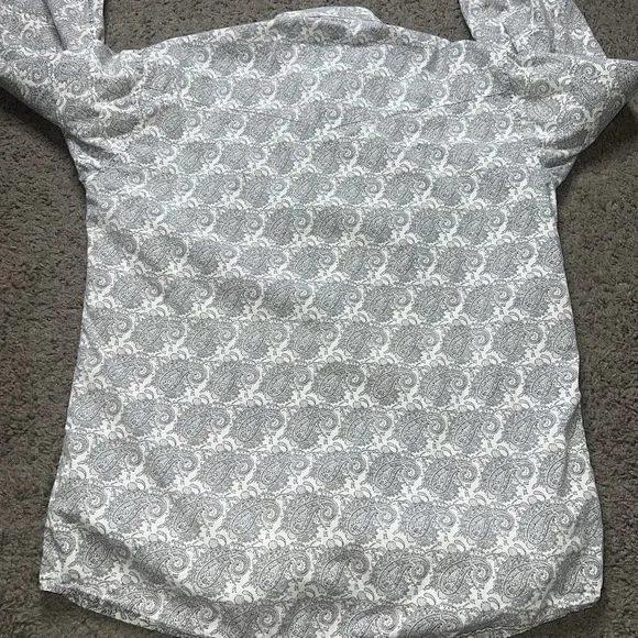 Larry Mahan Western Shirt Mens M White Paisley Snap Front Cowboy Pockets Logo - Picture 5 of 5
